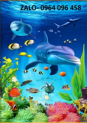 Tranh cá heo 3d - tranh gạch 3d cá heo đại dương - SXCZ2