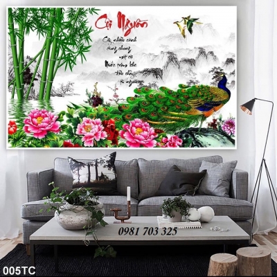 Tranh gạch 3D phòng khách