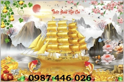 Gạch tranh phong thủy thuyền buồm HP9822
