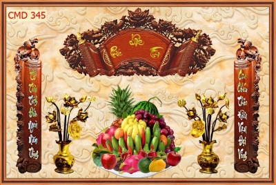 Tranh dán tường phòng thờ - gạch tranh 3D