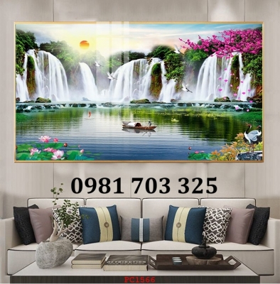 Tranh gạch phong cảnh thác nước dán tường