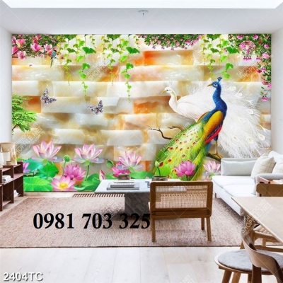 Tranh gạch hoa mẫu đơn cao cấp trang trí 3d