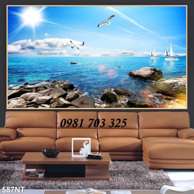 gạch tranh phong cảnh, tranh 3D bãi biển