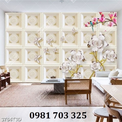 Gạch 3D hoa đẹp trang trí