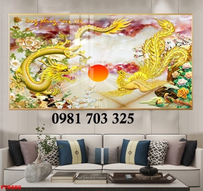 Tranh 3D rồng phượng, tranh gạch men phong thủy