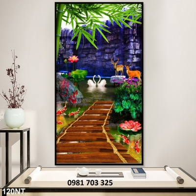 tranh khổ đứng, gạch tranh ốp tường 3D