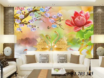Tranh gạch men hoa 3D trang trí phòng