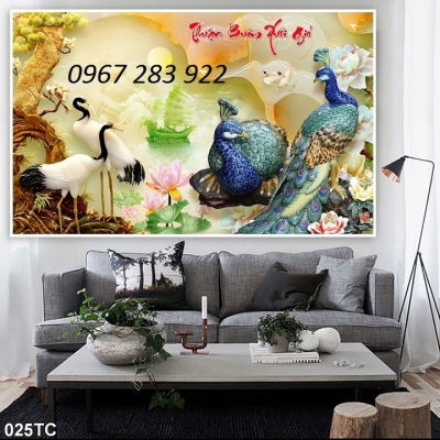 Tranh chim công gạch men nghệ thuật ốp tường
