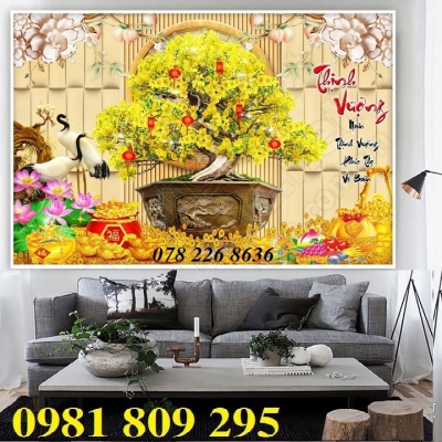 Gạch 3d trang trí hoa mai