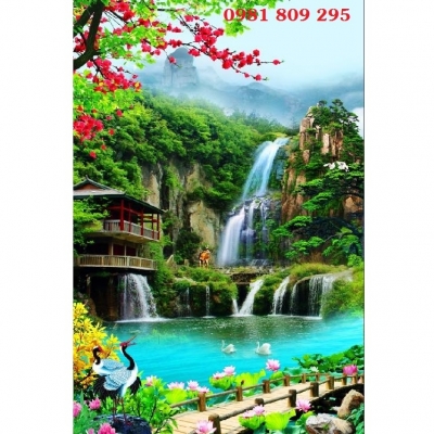 Tranh gạch men thác nước đẹp 3d  HP5454