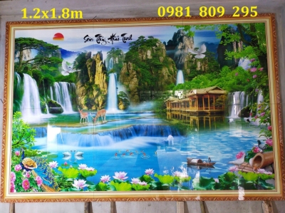 Gạch tranh sơn thủy ốp tường