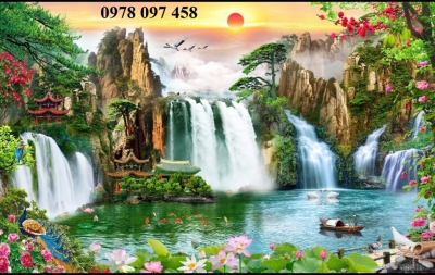 Gạch men họa tiết ốp tường phòng khách