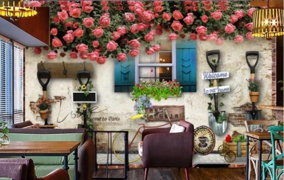 Tranh trang trí quán trà- gạch tranh trang trí quán cà phê