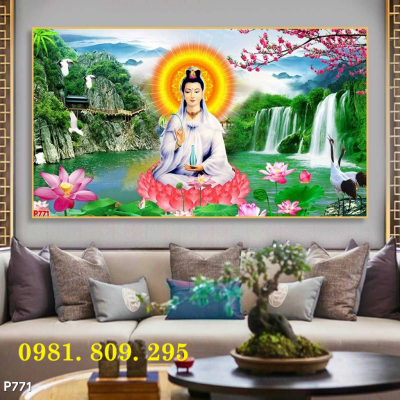 Tranh gạch hình Mẹ quan thế âm bồ tát đẹp 3d