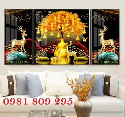 Tranh gạch 3d cây kim tiền