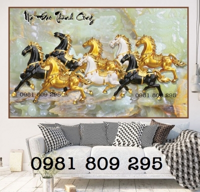tranh mã đáo thành công - gạch tranh 3d ngựa  trang trí
