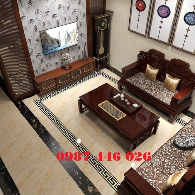 Gạch viền hoa văn khắc vàng HP739