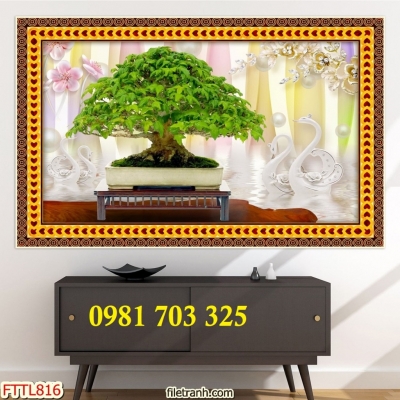 Gạch tranh 3D cây cảnh phong thủy ốp tường