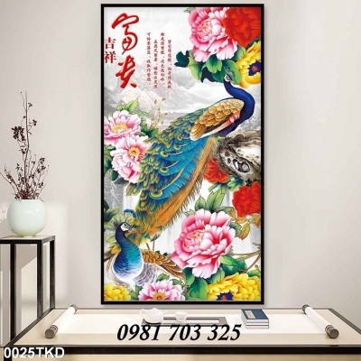 Tranh  gạch chim công 3D trang trí