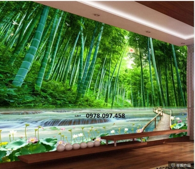 Tranh vườn trúc - tranh gạch 3D