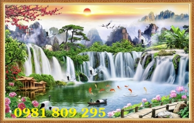 Mẫu tranh  phong cảnh - gạch 3d