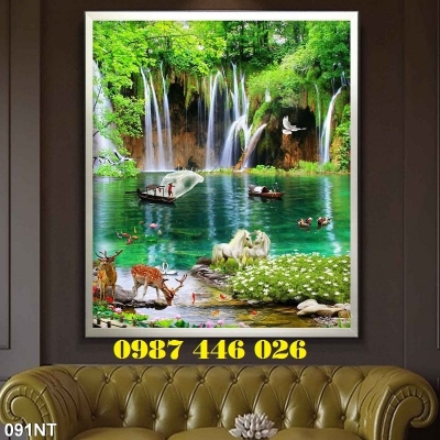 Tranh thác nước- gạch ốp tường