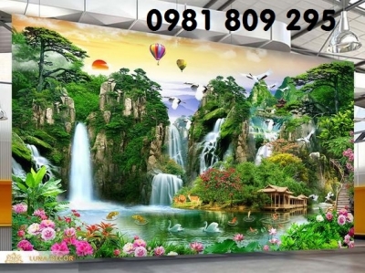 Gạch tranh 3d phong cảnh- tranh thac nước