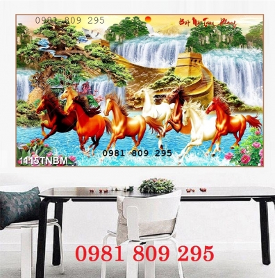 Tranh gạch men ốp tường bát mã 3d HG75452