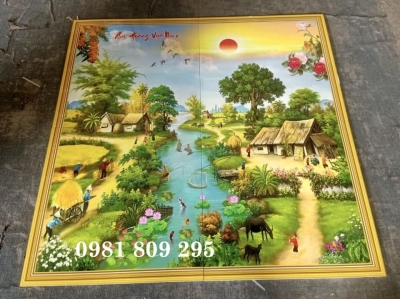 Gạch tranh làng quê 3d