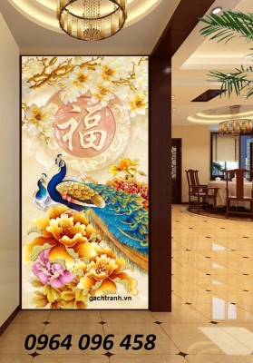 tranh gạch phòng khách khổ đứng - 876DL