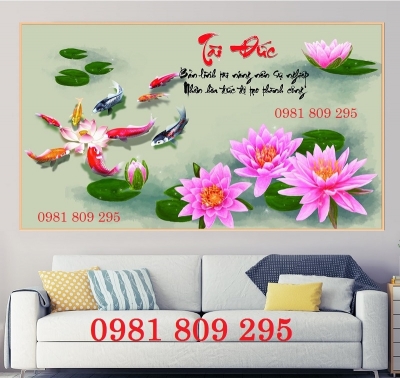 Tranh gạch 3d cá chép HD876
