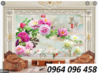 Tranh gạch 3d ốp tường hoa mẫu đơn - XVC422