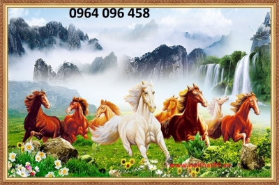 tranh 8 con ngựa - gạch tranh con ngựa - DGH67