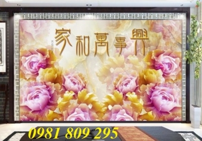 Tranh 3d mẫ đơn - gạch tranh 3d sứ ngọc