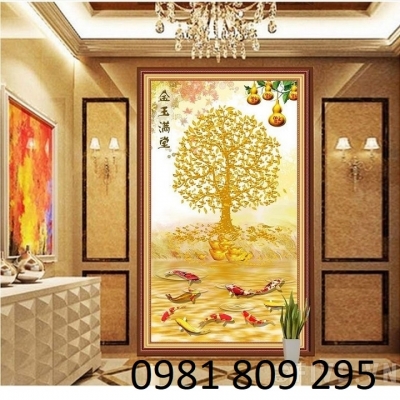 tranh cây kim tiền - gạch tranh 3d