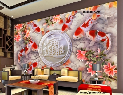 Tranh gạch 3d dán tường phòng khách - 78KK