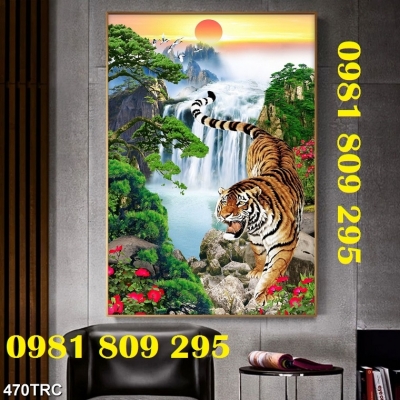 Gạch tranh 3D con hổ - tranh mãnh hổ - gạch tranh phòng khách GSF756