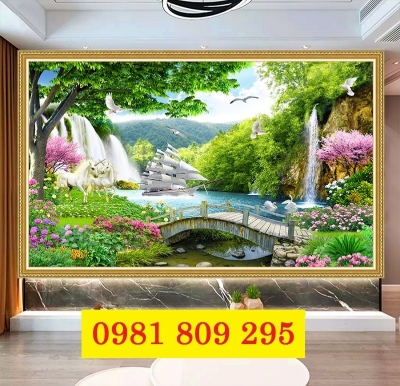 Tranh gạch , gạch 3d phòng khách HN229