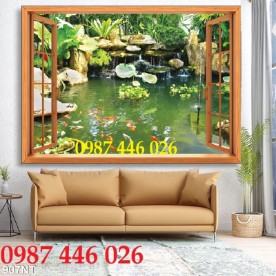 Gạch tranh cửa sổ ốp tường phòng khách