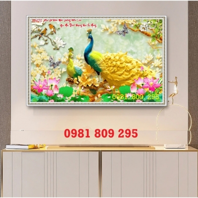 Tranh gạch chim công 3d gạch ốp tường