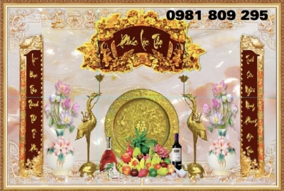 Gạch tranh chữ phúc phòng thờ