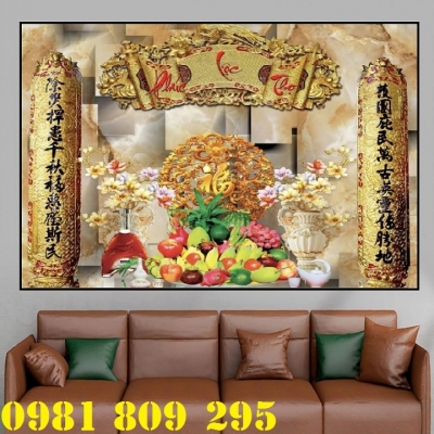 Tranh 3d phòng thờ - tranh gạch 3d