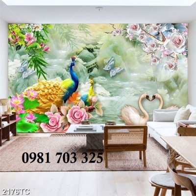 Tranh gạch 3D hình hoa mẫu đơn đẹp
