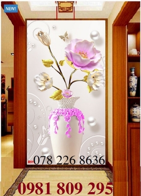 tranh gạch 3d bình hoa - gạch tranh ốp tường