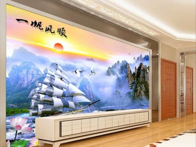 gạch tranh thuyền buồm trang trí phòng