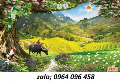 tranh sơn thủy - tranh phong cảnh - tranh gạch 3d - HNB44