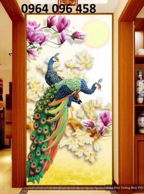 tranh chim công gạch tranh 3d - KL34