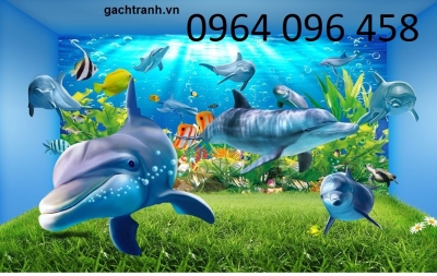 Tranh gạch 3d cá heo đại dương - 6643XC