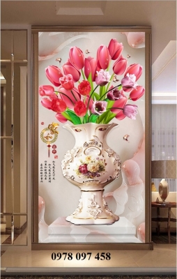 Tranh gạch - tranh bình hoa 3D