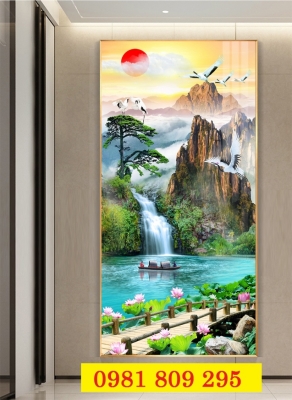 Mẫu tranh gạch phong cảnh đứng